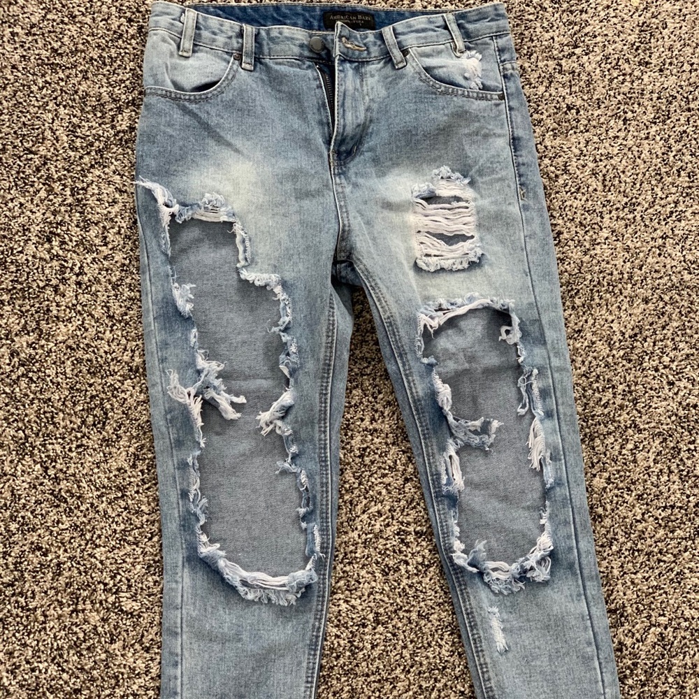 Ripped Denim High-Waisted Boyfriend Jeans